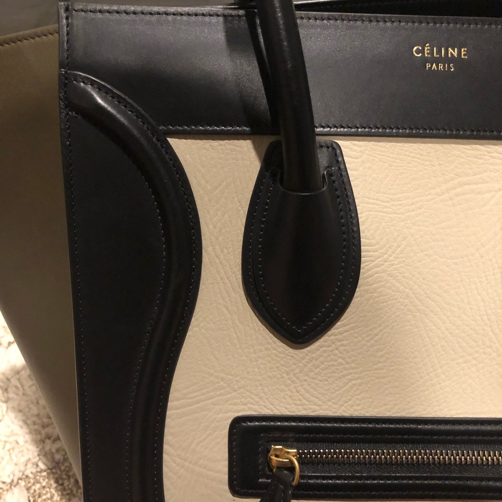 New Celine Mini Luggage tricolor leather tote - Picture 2 of 10
